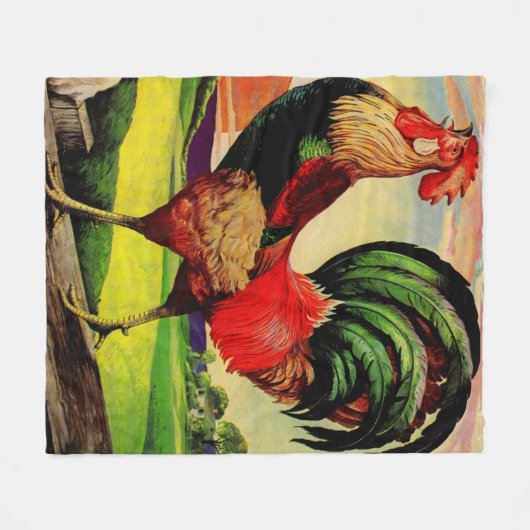 Rocky the Handsome Rooster Fleecedecke (Vorderseite (Horizontal))