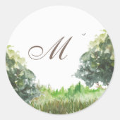 Rocky Tree Monogram Wedding Umschlag Aufklebers Runder Aufkleber (Vorderseite)