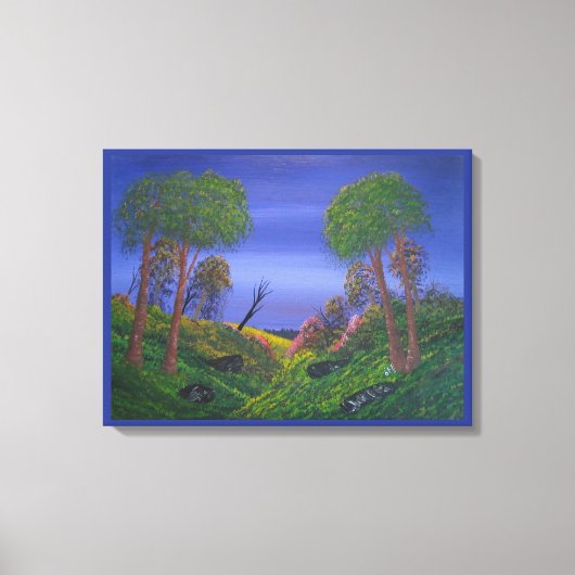 Rocky Valley Blue Sky farbenfrohe Landschaft Leinwanddruck (Vorderseite)