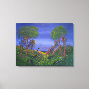Rocky Valley Blue Sky farbenfrohe Landschaft Leinwanddruck