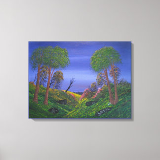 Rocky Valley Blue Sky farbenfrohe Landschaft Leinwanddruck