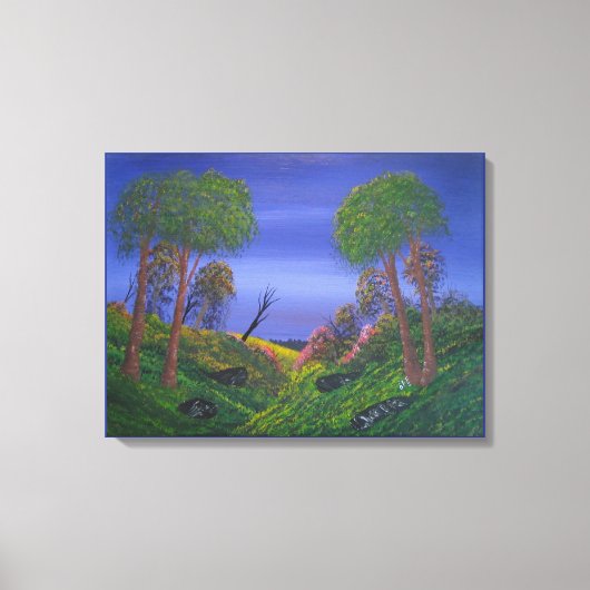 Rocky Valley Blue Sky farbenfrohe Landschaft Leinwanddruck (Vorderseite)