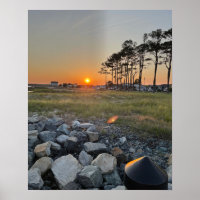 Rocky Waterscape Sunset Foto Poster