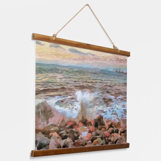 Rocky Waves 0742 Wandteppich Mit Holzrahmen (Gewinkelt)