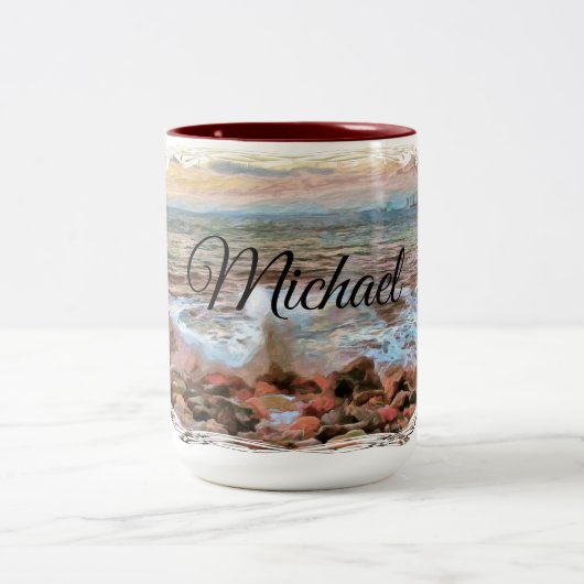 Rocky Waves 0742 Zweifarbige Tasse (Mittel)