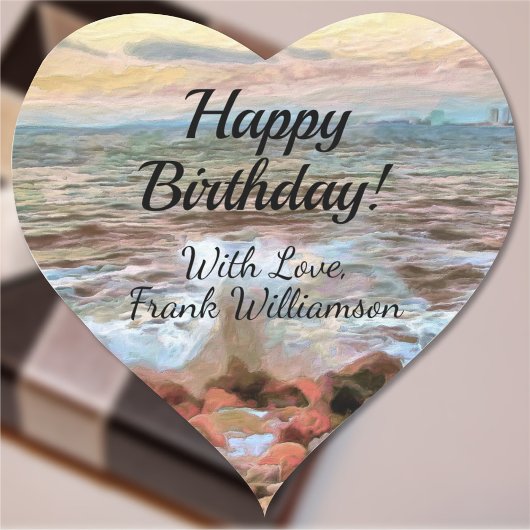 Rocky Waves Geburtstag 0742 Herz-Aufkleber