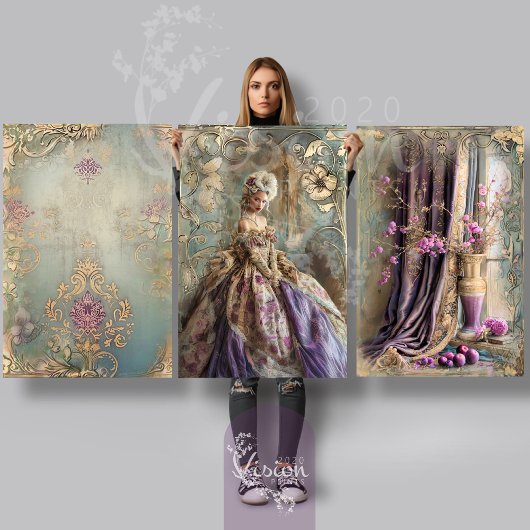 Rococo Antoinette Still Life & Damask Matching Set Geschenkpapier Set