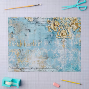 Rococo Blau Gold Italienisch Romantisch Seidenpapier