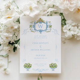 Rococo Blaue Monogramm-Wappen-Hochzeit Save The Date