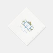 Rococo Blaue Monogramm-Wappen-Hochzeit Serviette (Ecke)