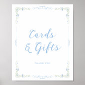 Rococo Blaue Rahmenkarten & Geschenke Poster (Vorne)