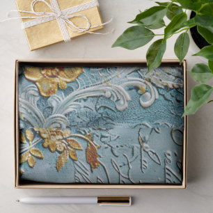 Rococo Blaugold Italienisch Romantisch Seidenpapier