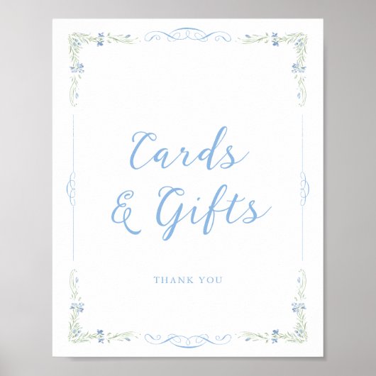 Rococo Blue Frame Cards & Gifts Poster (Vorne)