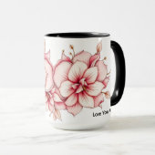 Rococo-Blumen-Herz Personalisierter Vintage-Kaffee Tasse (VorderseiteRechts)