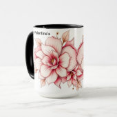 Rococo-Blumen-Herz Personalisierter Vintage-Kaffee Tasse (Vorderseite Links)