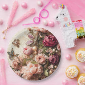 Rococo Butterfly Garden Galentine Floral Elegance Pappteller (Party)