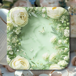 Rococo Butterfly Garden Galentine Floral Elegance Pappteller