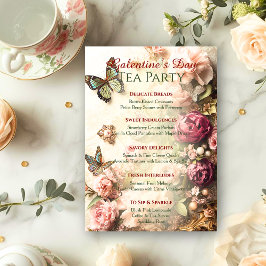 Rococo Butterfly Garden Galentine Tea Party Menu Einladung