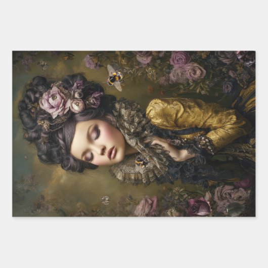 Rococo Buzz Bee themes Heavy Weight Decoupage Geschenkpapier Set (Vorderseite)