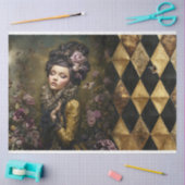 Rococo Buzz viktorianische Dame Schachbrettmuster  Seidenpapier (Basteln)