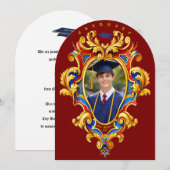 Rococo Cartouche Photo Template Graduation Einladung (Vorne/Hinten)
