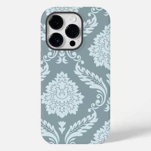 Rococo Damask Art I Duck Egg Blue+Teal Case-Mate iPhone Hülle (Rückseite)
