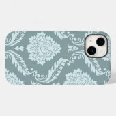 Rococo Damask Art I Duck Egg Blue+Teal Case-Mate iPhone Hülle (Rückseite (Horizontal))