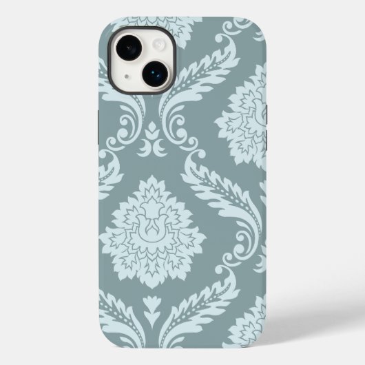 Rococo Damask Art I Duck Egg Blue+Teal Case-Mate iPhone Hülle (Rückseite)