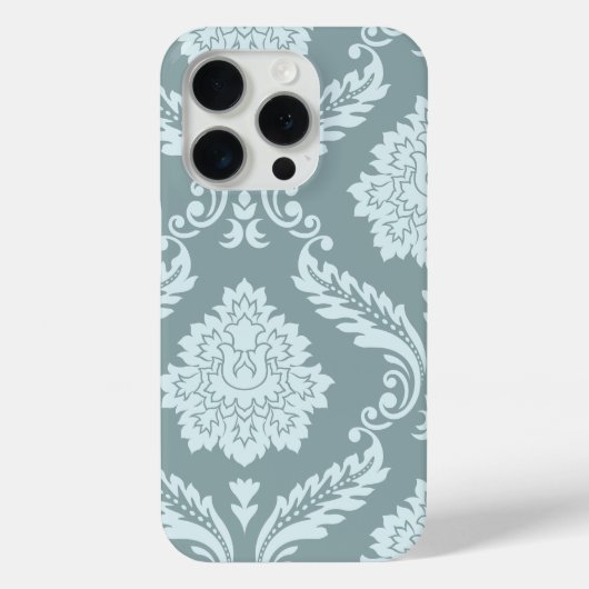 Rococo Damask Art I Duck Egg Blue+Teal Case-Mate iPhone Hülle (Rückseite)