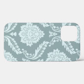 Rococo Damask Art I Duck Egg Blue+Teal Case-Mate iPhone Hülle (Rückseite (Horizontal))