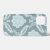 Rococo Damask Art I Duck Egg Blue+Teal Case-Mate iPhone Hülle (Rückseite (Horizontal))