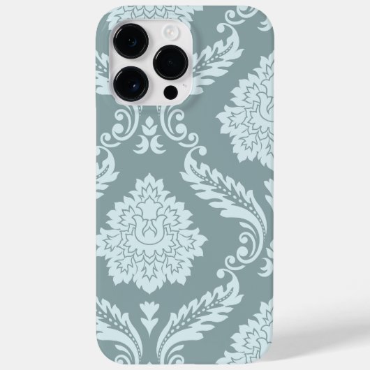 Rococo Damask Art I Duck Egg Blue+Teal Case-Mate iPhone Hülle (Rückseite)
