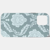 Rococo Damask Art I Duck Egg Blue+Teal Case-Mate iPhone Hülle (Rückseite (Horizontal))