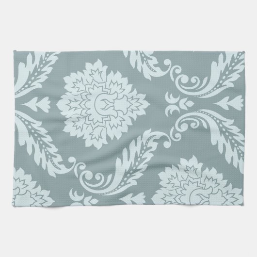 Rococo Damask Art I Duck Egg Blue+Teal Geschirrtuch (Horizontal)