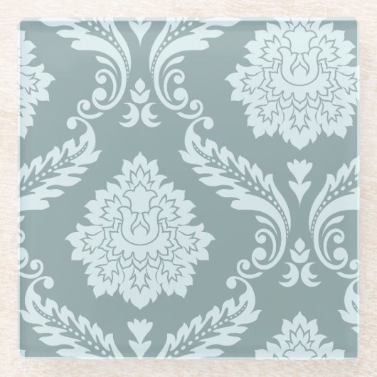 Rococo Damask Art I Duck Egg Blue+Teal Glasuntersetzer (Vorderseite)
