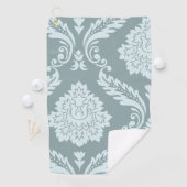Rococo Damask Art I Duck Egg Blue+Teal Golfhandtuch (Insitu)