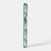 Rococo Damask Art I Duck Egg Blue+Teal iPhone 15 Hülle (Rechte Seite)