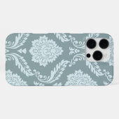Rococo Damask Art I Duck Egg Blue+Teal iPhone Hülle (Rückseite (Horizontal))
