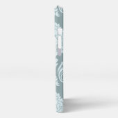 Rococo Damask Art I Duck Egg Blue+Teal iPhone Hülle (Linke Seite)