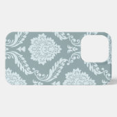 Rococo Damask Art I Duck Egg Blue+Teal iPhone Hülle (Rückseite (Horizontal))