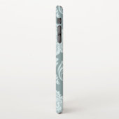 Rococo Damask Art I Duck Egg Blue+Teal iPhone Hülle (Linke Seite)