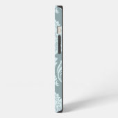 Rococo Damask Art I Duck Egg Blue+Teal iPhone Hülle (Linke Seite)
