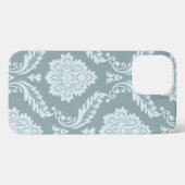 Rococo Damask Art I Duck Egg Blue+Teal iPhone Hülle (Rückseite (Horizontal))