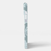 Rococo Damask Art I Duck Egg Blue+Teal iPhone Hülle (Linke Seite)