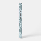 Rococo Damask Art I Duck Egg Blue+Teal iPhone Hülle (Linke Seite)
