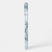 Rococo Damask Art I Duck Egg Blue+Teal iPhone Hülle (Linke Seite)