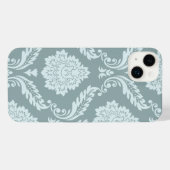 Rococo Damask Art I Duck Egg Blue+Teal iPhone Hülle (Rückseite (Horizontal))