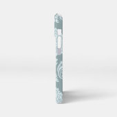 Rococo Damask Art I Duck Egg Blue+Teal iPhone Hülle (Linke Seite)