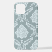 Rococo Damask Art I Duck Egg Blue+Teal iPhone Hülle (Rückseite)