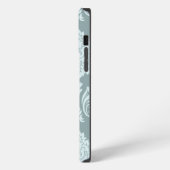 Rococo Damask Art I Duck Egg Blue+Teal iPhone Hülle (Linke Seite)